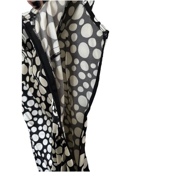 Maggy London Black and White Ruched Wrap MidiDress Size 6 cap sleeves polka dot - Picture 4 of 9